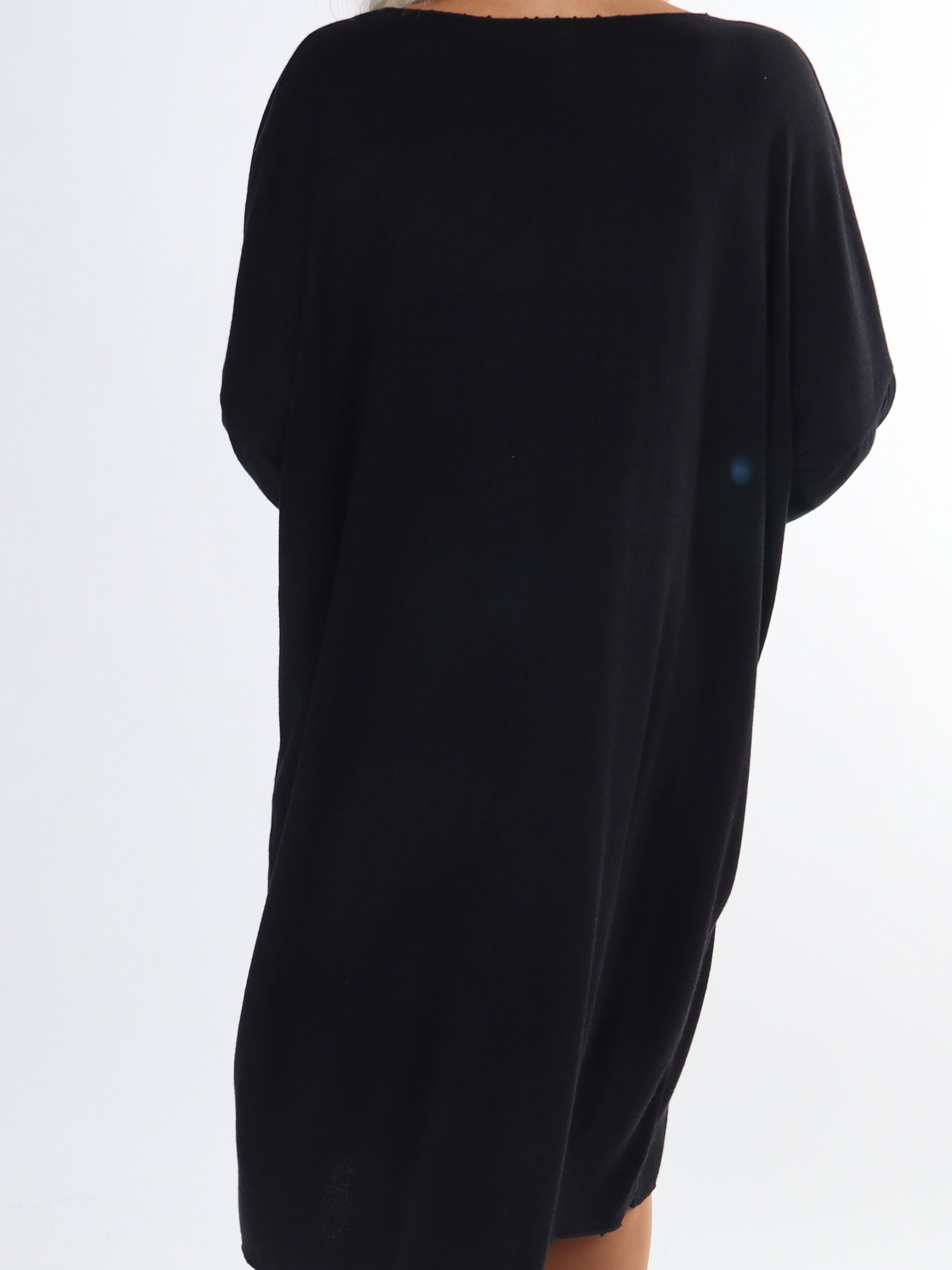 Lucia - Plus size kjole i viskose med print af sølv hjerter og skrift